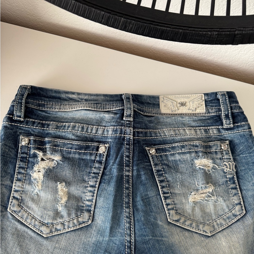 Miss Me Blue Distressed Jean Shorts